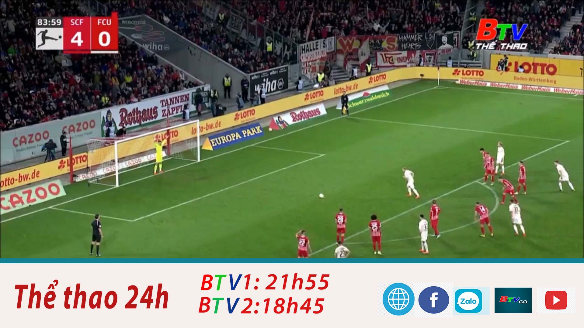 Vòng 15 Bundesliga – Freiburg 4-1 Berlin